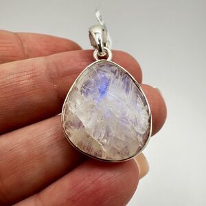 NWT 18x21mm faceted Moonstone pear shaped, in solid sterling silver pendant!